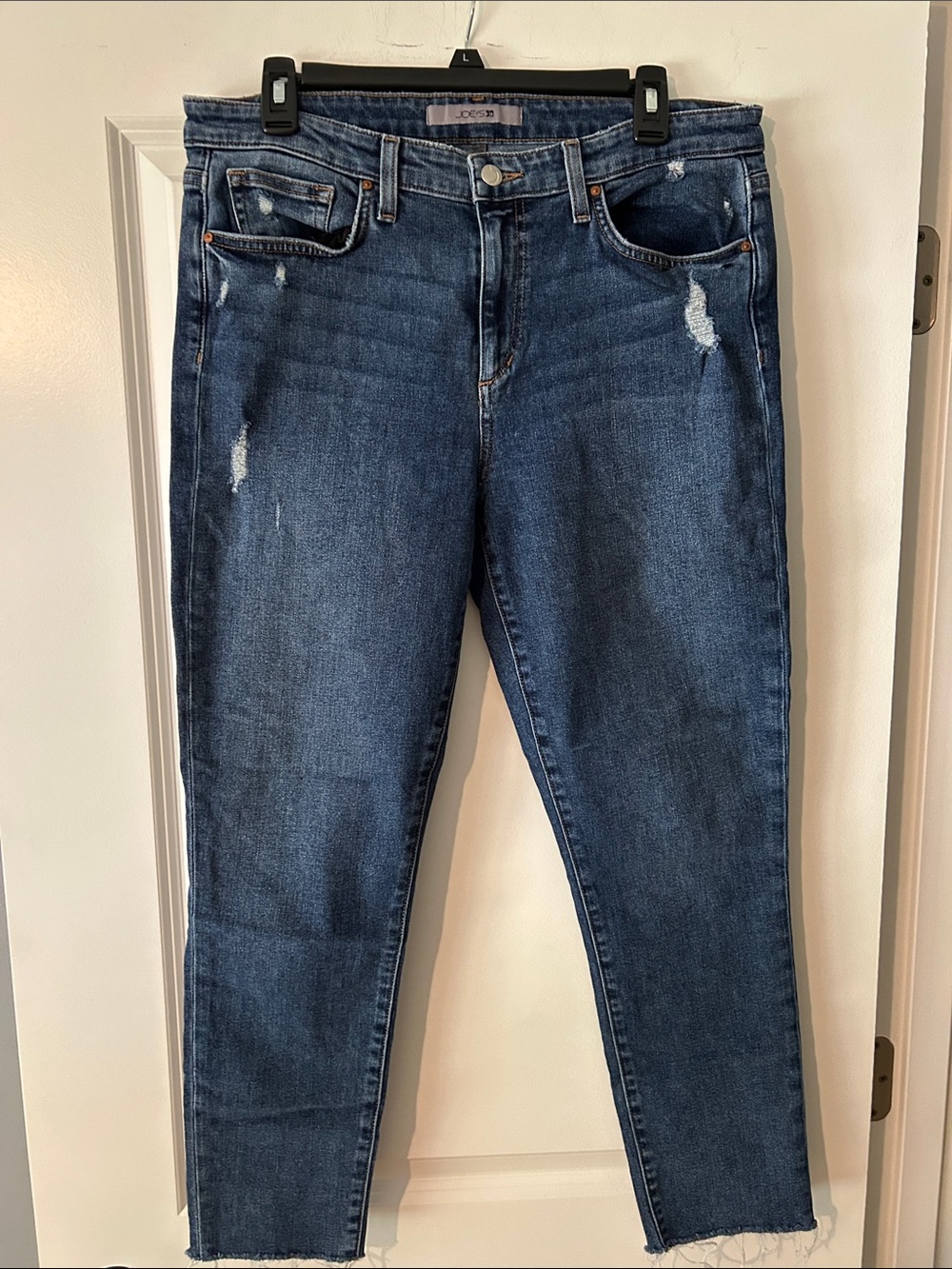 Joe's Jeans Dark Blue Cropped Distressed Ankle Jeans